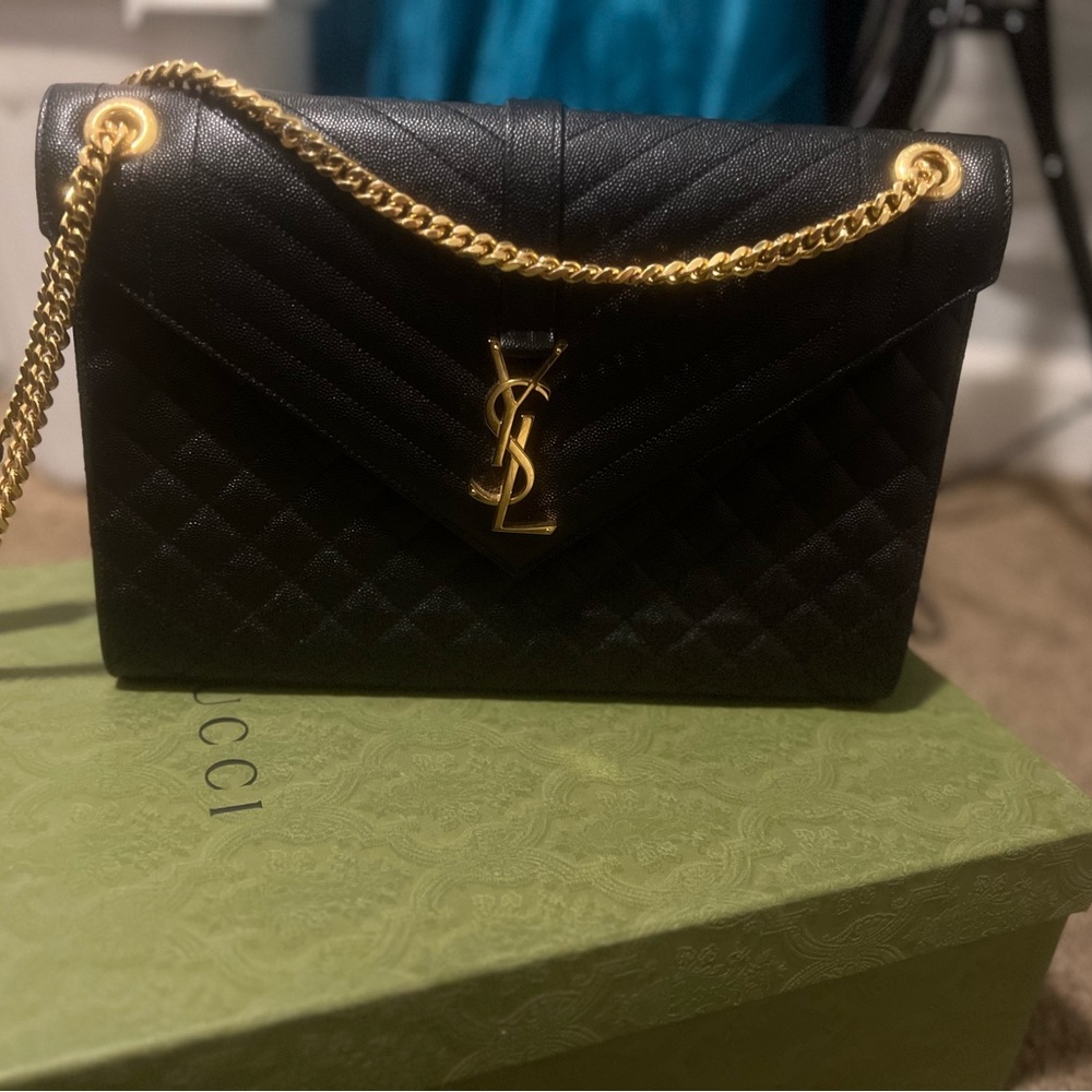 Medium YSL Envelope bag in black
